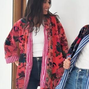 Eleanor James Brand Velvet Lounge Floral Pink Lady